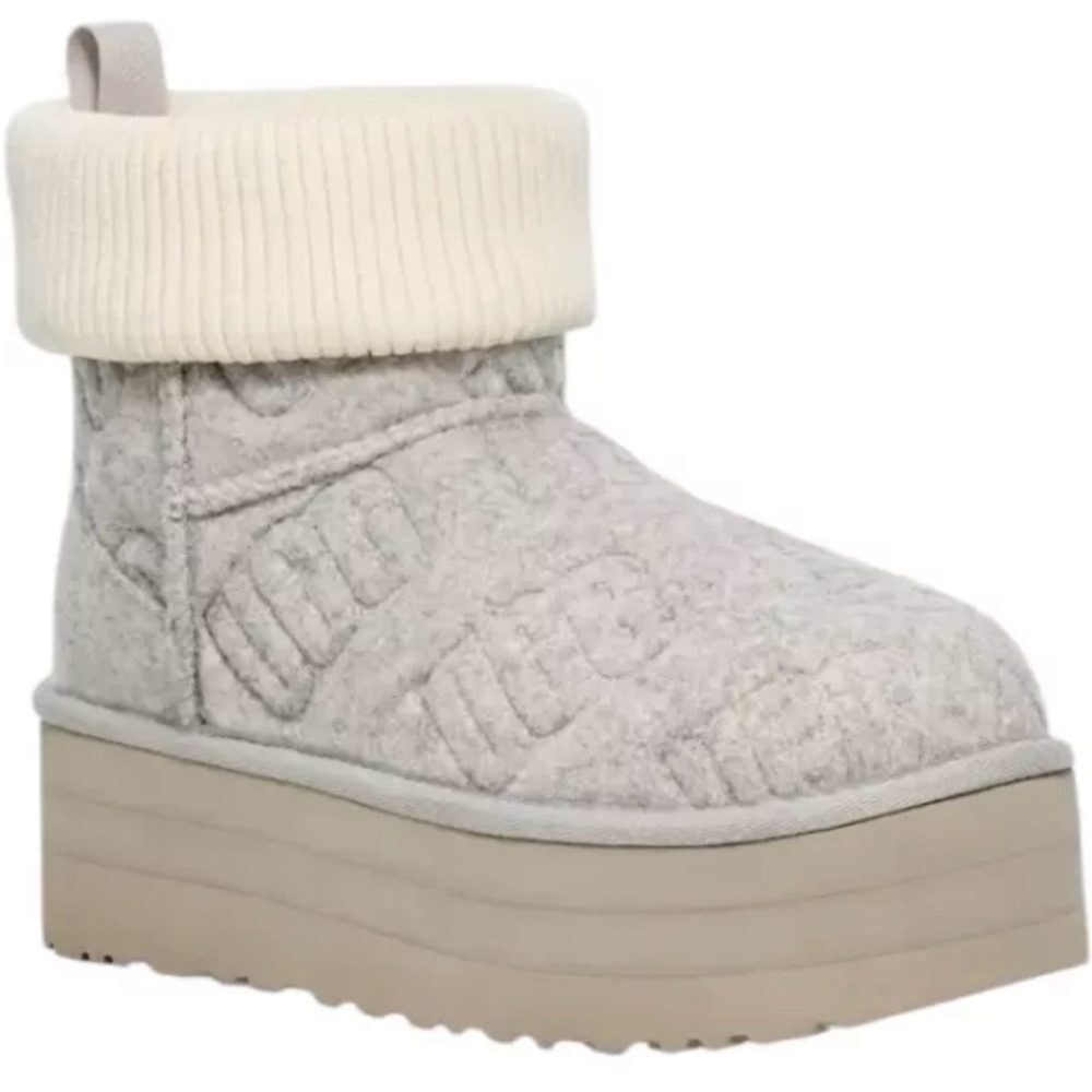 UGG Classic Mini Platform Felted Grey Sheepskin Women’s Size 10